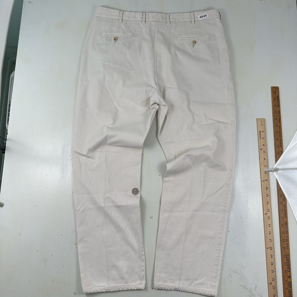 VTG Peter Millar 100% Pima Cotton Chino Pants Men 38x32 Cream Khaki Classic Peru - Picture 2 of 13